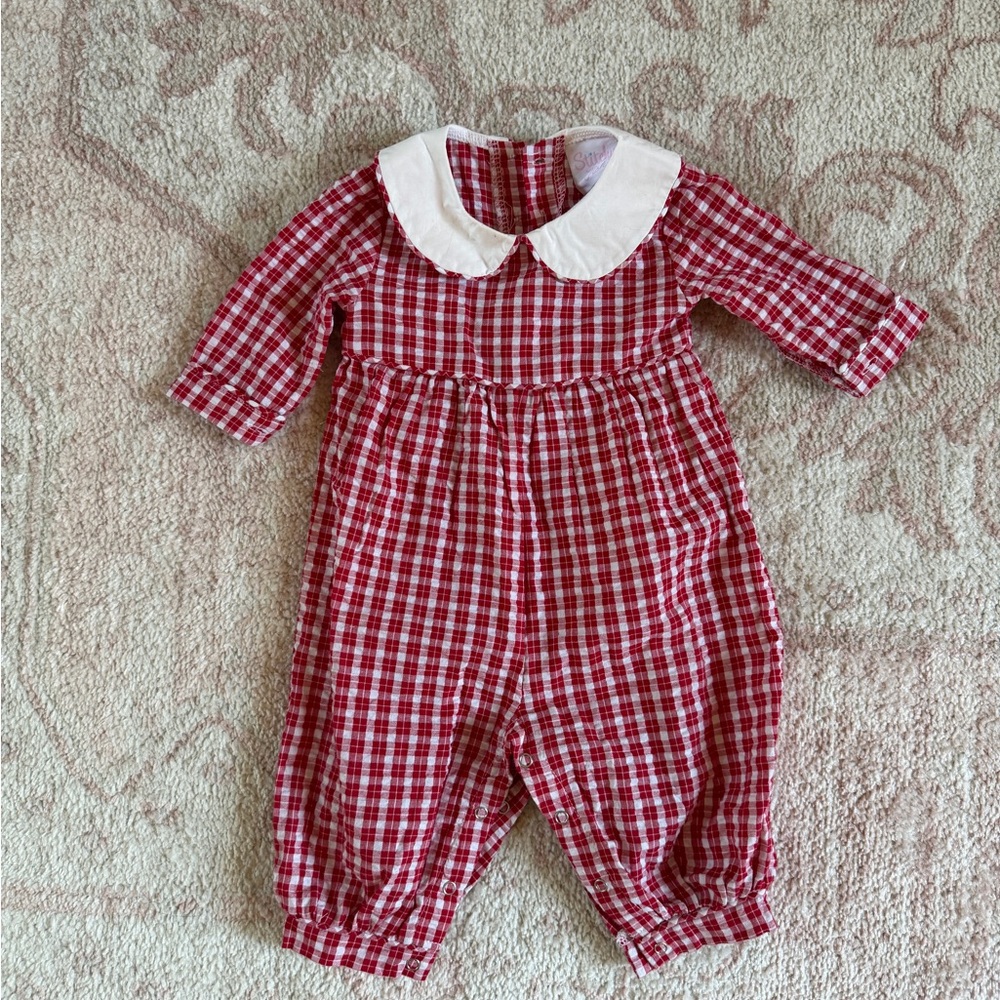 Stitch Fish gingham jumpsuit